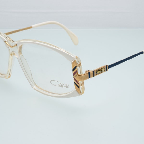 Cazal vintage eyeglasses, gold, white, square optical frame made in Germany, 80's, new old stock