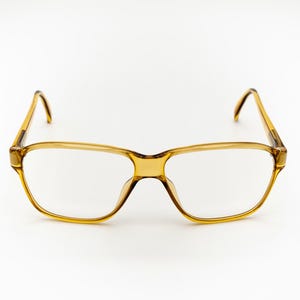 Terri Brogan vintage eyeglasses, yellow transparent, aviator optical frame, new old stock