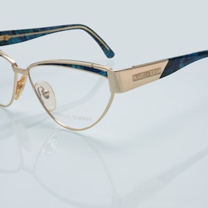 Mariella Burani vintage eyeglasses, cat eye, gold green frame, new old stock