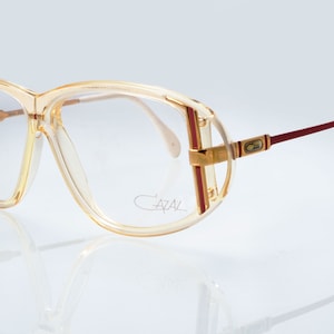 Cazal vintage eyeglases, gold, geometric transparent optical frame made in Germany, new old stock