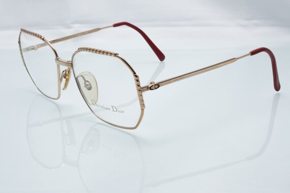 Christian Dior Vintage Eyeglasses Gold Square Optical Frame Made