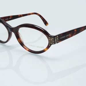 Giorgio Armani vintage eyeglasses, tortoise, oval optical frame made in Italy, new old stock