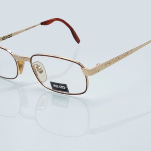 Kenzo Vintage Eyeglasess, gold, rectangular optical frame, made in France, new old stock