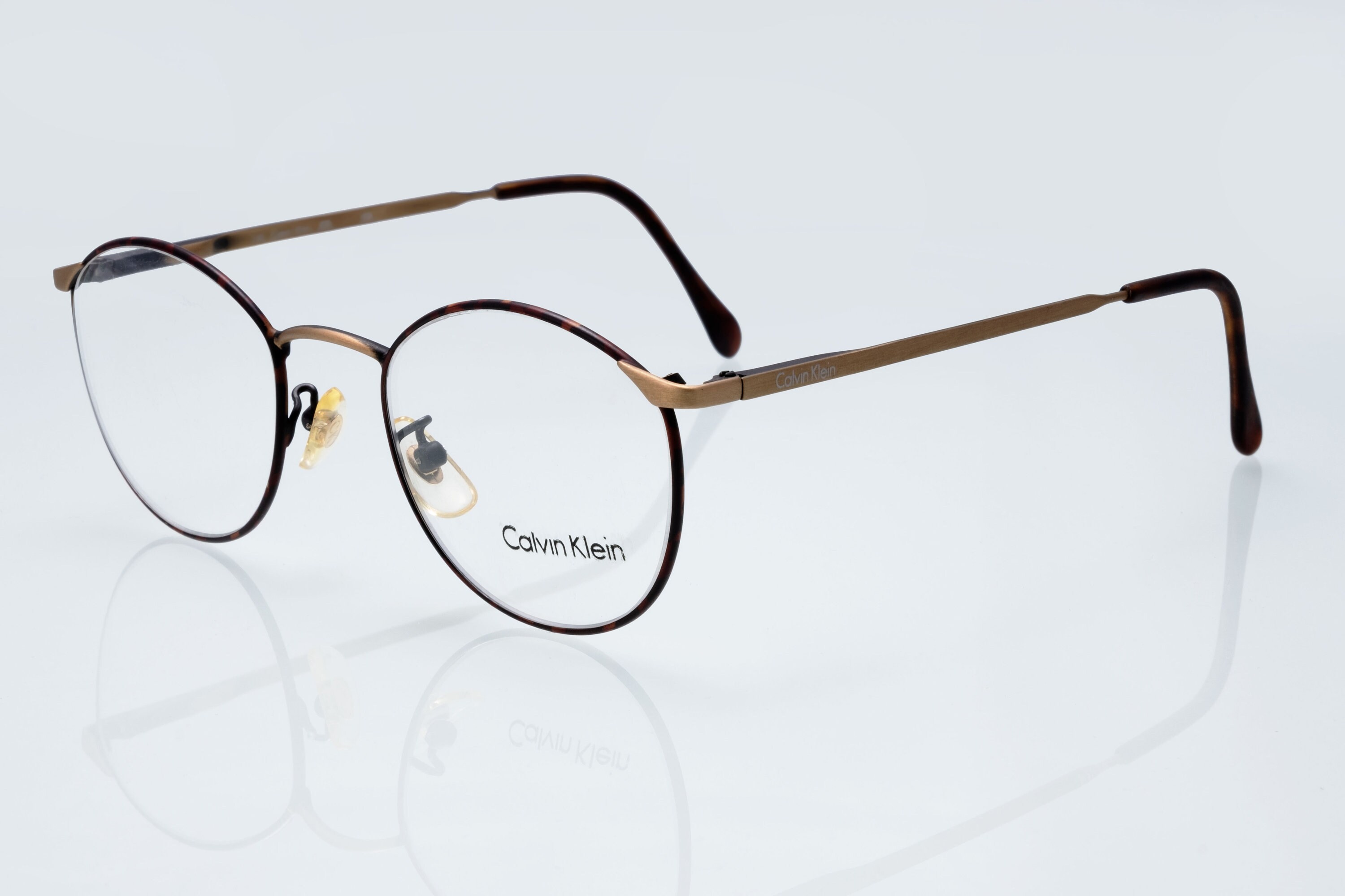Calvin‎ Klein CK 203 522 140 Gold Tortoise Round Eyeglasses Frames Italy Vintage CALVIN KLEIN Ck 203 522 49 20 140 Vintage Glasses DEADSTOCK  main image 4