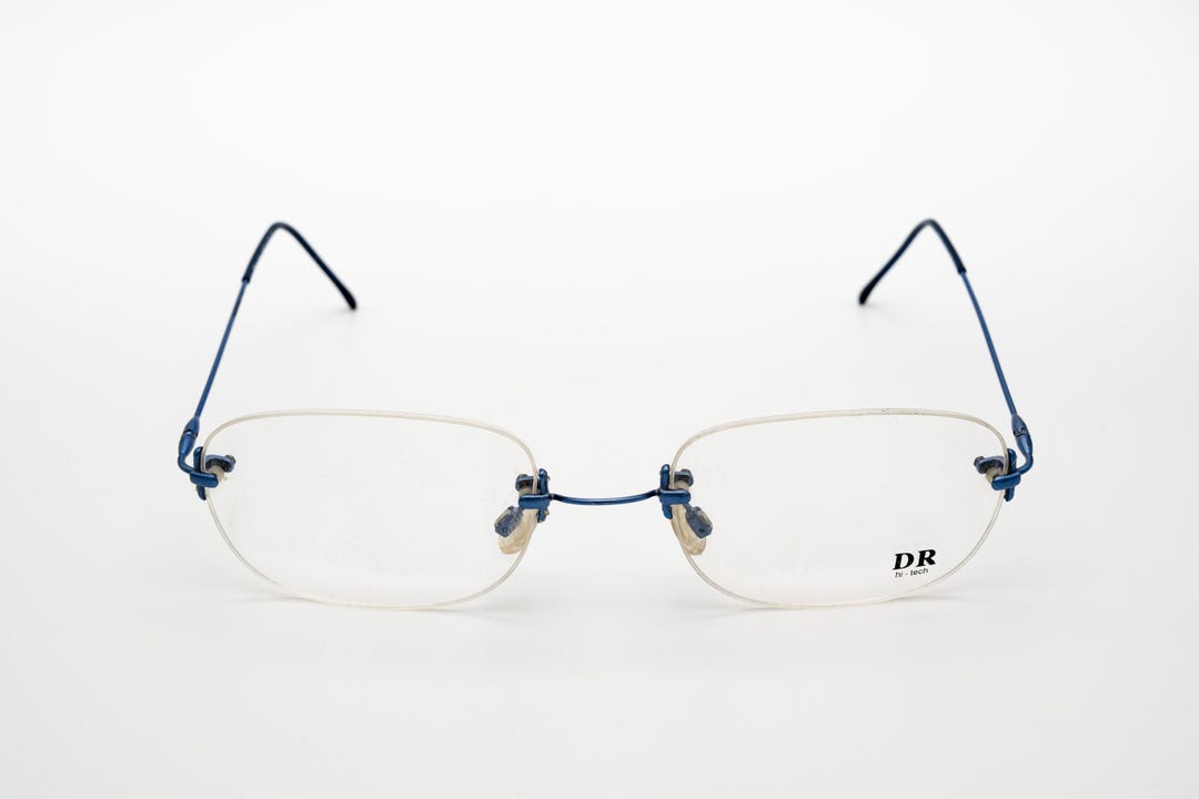 DR High Tech Vintage Eyeglasses, Blue Rimless Frame Made in Italy, New ...