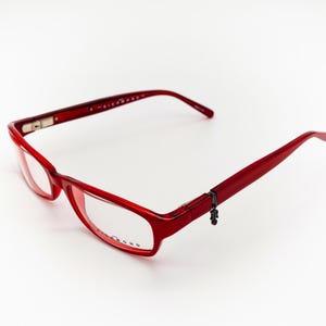 John Richmond vintage eyeglasses, red, rectangular optical frame made in Italy, new old stock