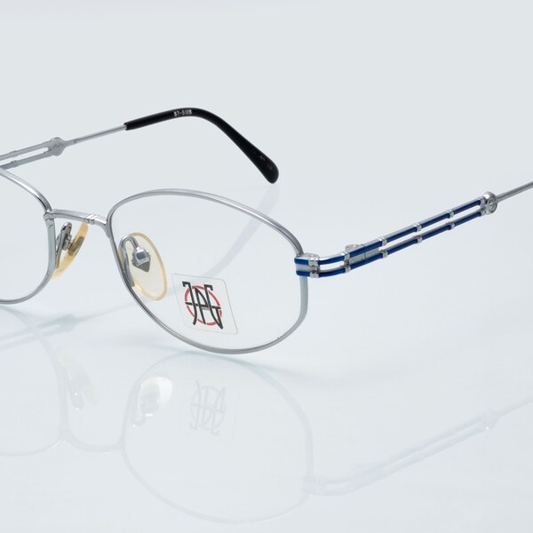 Jean Paul Gaultier vintage eyeglasses, silver, oval optical frame made in Japan, new old stock