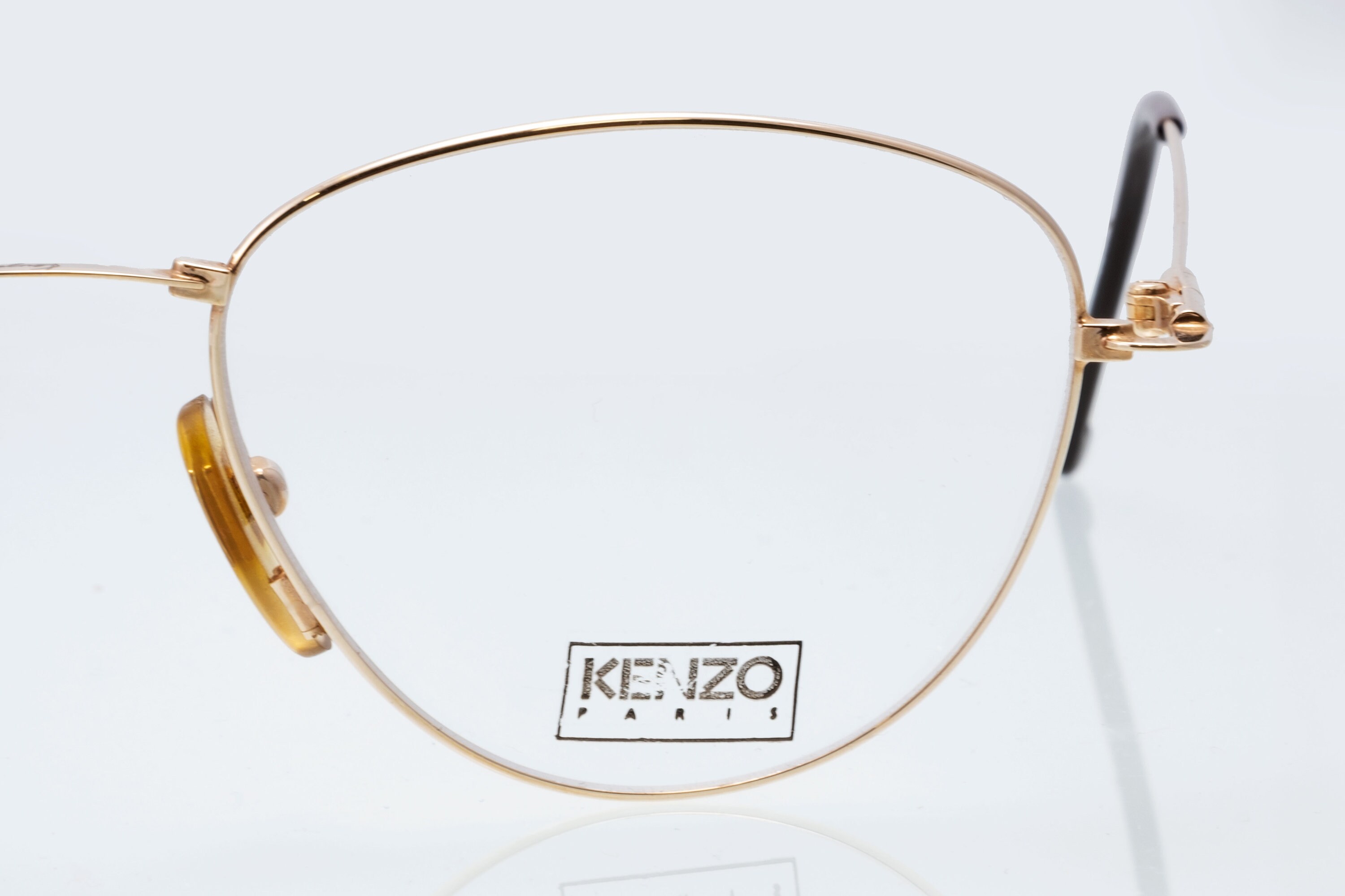 Kenzo Vintage Eyeglasses, Gold Round Optical Frame Made in France