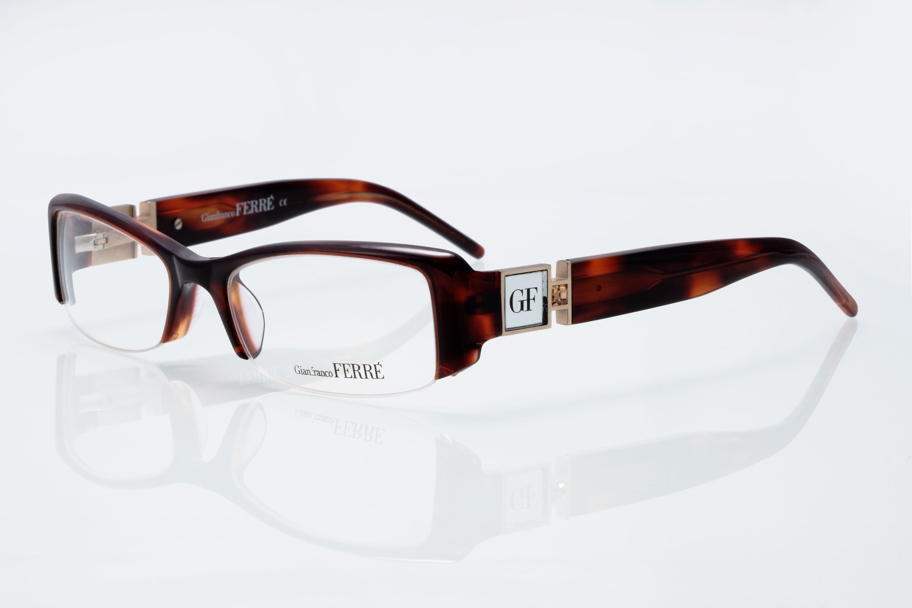 Gianfranco Ferre Vintage Eyeglasses, Half Rim, Tortoise  display picture 2