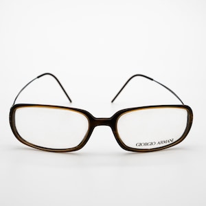 Giorgio Armani vintage eyeglasses, brown, rectangular optical frame, new old stock