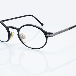 Sisley vintage eyeglasses, black, silver, oval optical frame made in Italy, new old stock