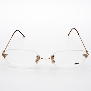 DR high tech vintage eyeglasses, gold rimless frame made in Italy, new old stock