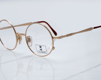Oliver vintage eyeglasses, gold, round optical frame made in Italy, new old stock
