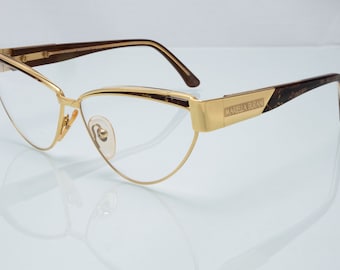 Mariella Burani vintage eyeglasses, gold, cat eye optical frame, new old stock