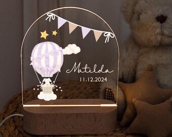 Hot Air Balloon Baby Lighting Decor, Personalized Baby Night Light for Twins, Baby Gift for Birth, Nursery Lamp