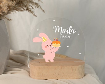 Pink baby birthday gift, baby night lamp, personalized kids night light, girl's room decoration, gift for her.