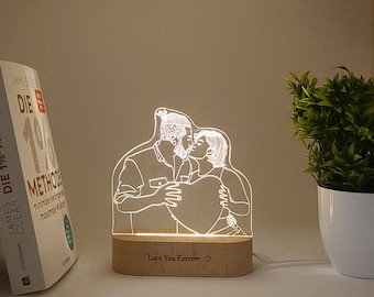 Benutzerdefinierte LED-Lampe mit Foto, personalisierte 3D Fotogravur, individuelle Lampe Nachtlicht, Weihnachtsgeschenk, Geburtstagsgeschenk