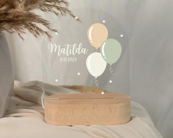 Balloons children's night light, personalized lamp with name, bedside lamp for the children's room, baby gift for birth & baptism