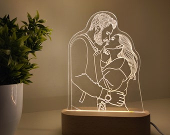 Individuelle 3D Fotolampe, Personalisiertes Fotonachtlicht, Perfektes Fotogeschenk für Weihnachten, Hochzeit & Geburtstag, inkl. USB Kabel