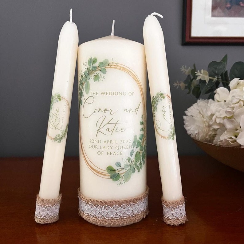 Made in Ireland Wedding Gift Personalised Candles, Personalised Wedding Gift, Wedding Candles, Unity Candles, Unity Set image 2
