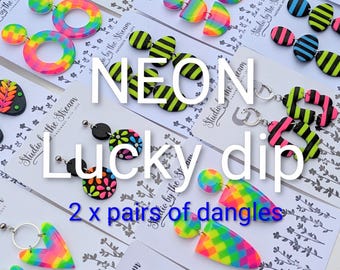 Neon Earrings - Fluorescent Dangles - Festival fashion - Party wear - Lucky Dip