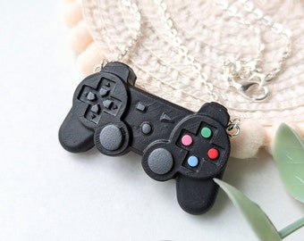 Game controller necklace handmade lightweight polymer clay gamer gift