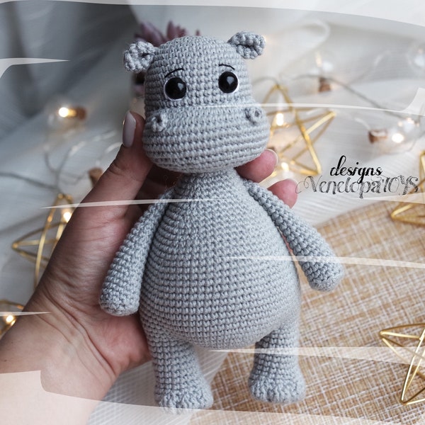 Hippo toys amigurumi pattern. Hippo stuffed animal plushie pdf pattern. Crochet hippo dog gifts pattern. Amigurumi toy pattern