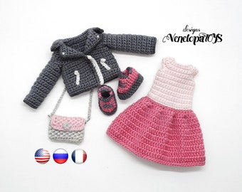 Pattern Crochet Clothes for Amigurumi Doll, crochet clothing for doll, amigurumi crochet pdf tutorial