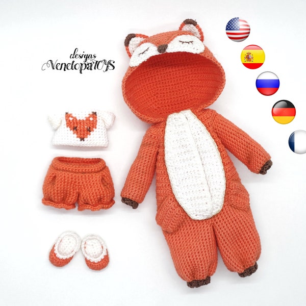 Häkeln Sie Kleidung für Puppenmuster, Kigurumi Kostüm Puppe, Amigurumi Puppe Spielzeug, Häkelpuppe Kleidung, Häkeloutfit Puppenmuster