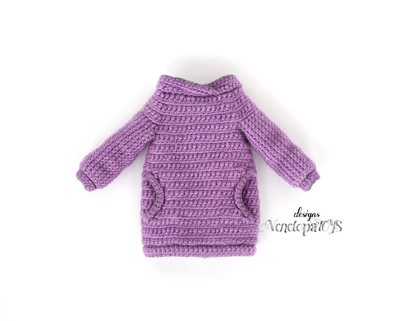 Crochet Doll Clothes Pattern, Amigurumi Sweatshirt Dress (PDF) image 3