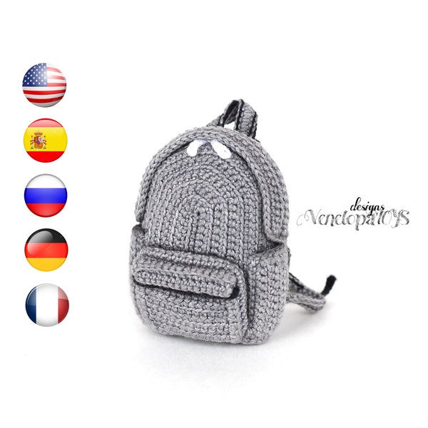 Crochet Sport Backpack Doll Pattern, PDF Häkelrucksack-Anleitung, Doll Backpack Crochet