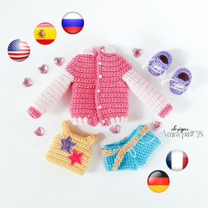 Crochet pattern Outfit for Doll Naomi, crochet clothing for doll, amigurumi crochet pdf tutorial