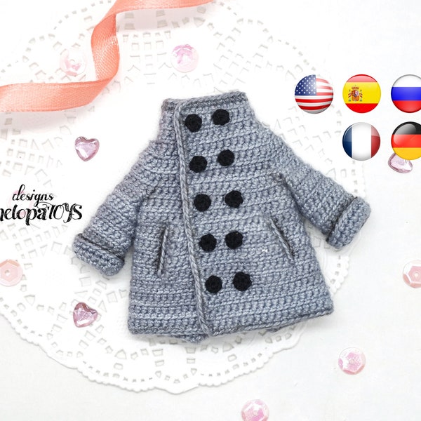 PDF Pattern Crochet Outfit for Doll - Autumn coat