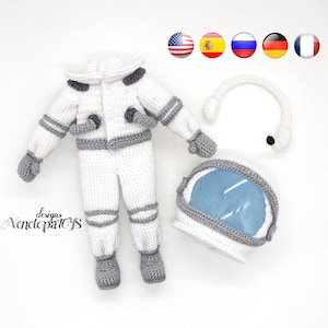 Crochet Pattern Outfit for Doll in Astronaut costume, Amigurumi Spaceman doll pattern