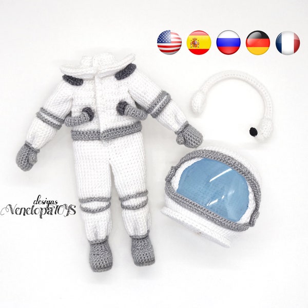 Crochet Pattern Outfit for Doll in Astronaut costume, Amigurumi Spaceman doll pattern