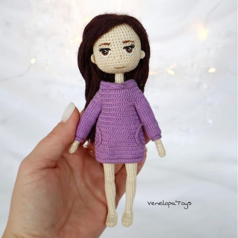 Crochet Doll Clothes Pattern, Amigurumi Sweatshirt Dress (PDF) image 2