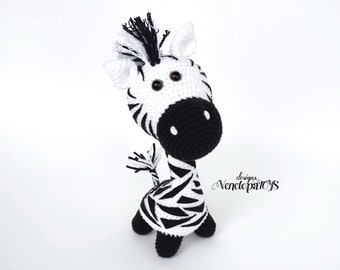 Amigurumi zebra crochet pattern PDF, Safari amigurumi animals, Easy crochet toy pattern, Amigurumi horse for beginner, Amigurumi toy pattern