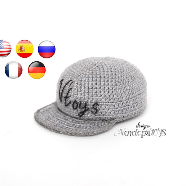 Patrón Gorra de Béisbol a ganchillo para muñeca, tutorial de muñeca con ropa a crochet