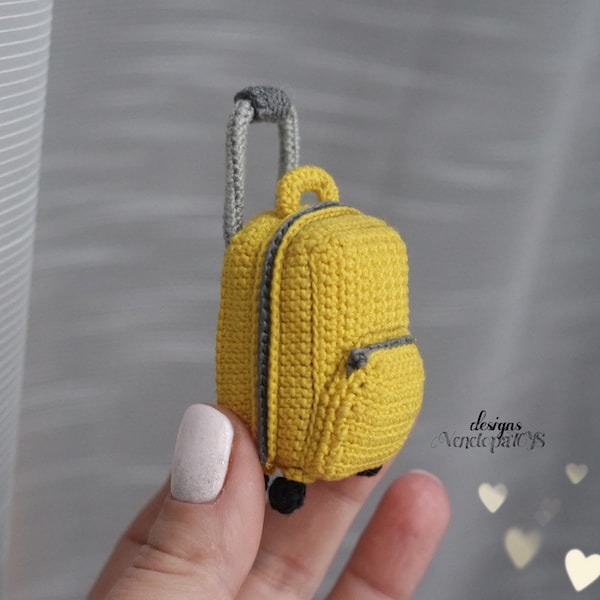 Modèle de valise au crochet, accessoires de poupée au crochet, décoration pour sac