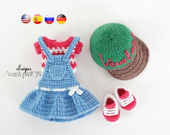 PDF Pattern Crochet Outfit for Doll Summer in sundress, doll in summer removable clothes, crochet pdf tutorial