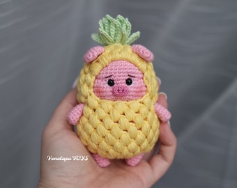 Pig in a Pineapple costume Pattern - Crochet Amigurumi, Gifts for Kids, English Pattern