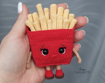 Franse frietjes Amigurumi haakpatroon voedsel, grappig fastfood amigurumi patroon, PDF haakpatroon, Amigurumi speelgoed patroon