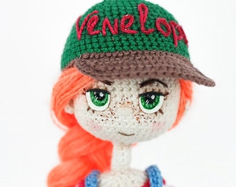 Crochet Baseball cap Doll Pattern, Crochet Doll Accessories, pdf crochet pattern