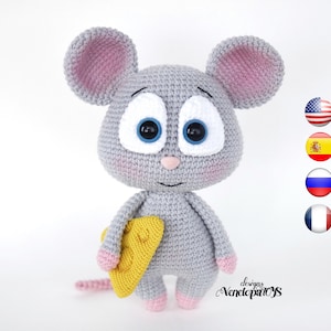 Crochet Mouse Pattern, Amigurumi Mouse with cheese, amigurumi plush toy PDF