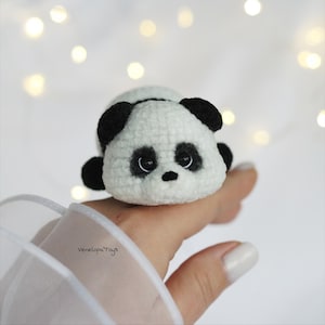 Mini Plush Panda Crochet Pattern, Small Amigurumi Panda PDF, Pocket Panda Pattern, Velvet Yarn Panda Tutorial
