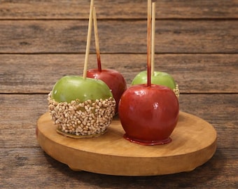 Faux Candy Apples – Red Candy & Green Caramel with Nuts