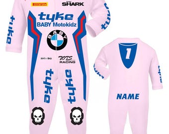 Pijama de carrera rosa personalizado Tyke Baby