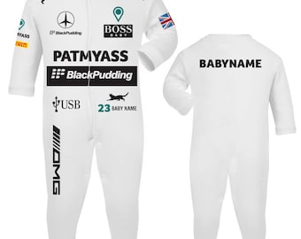 Pijama de carrera personalizado Baby White Patmyass