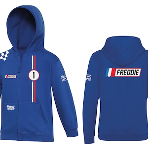 Children&#39;s Formula 1 F1, Nascar, IndyCar Style Race Zipped Hoodie Personalized