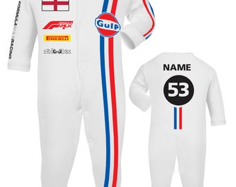 Pijama de carrera personalizado retro para bebé